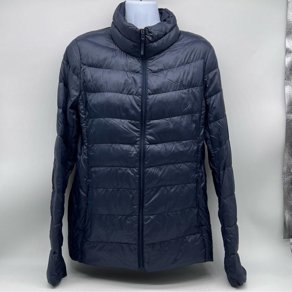 Uniqlo Women’s Dark Blue Puffer Zip Front Jacket-Size M
